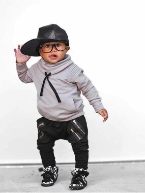 Toddler Gray Pullover Hoodie with Black Accents